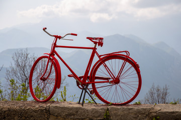 Fototapeta na wymiar Rotes Fahrrad