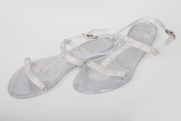 Ladies Classic Transparent Buckled Jelly Shoes.  Clear glitter rubber sandals is known all over the world as the classic Jelly shoe. SUMMER BEACH GIRLS FLAT FLIP FLOPS BUCKLE SHOES 