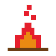 Videogame pixelated bonfire isolated symbol