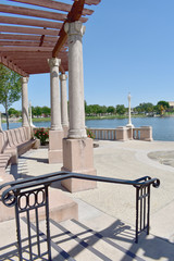 A lakeside pavilion on the promenade in Lakeland Florida.