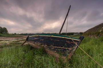 abandoned boat in the brush