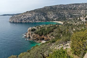 Fototapeta na wymiar Seascape with Livadi beach, Thassos island, Greece