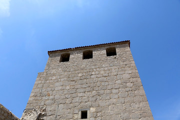 Fototapeta na wymiar Historical Skrivanat Tower in town Pag, on island Pag, Croatia.