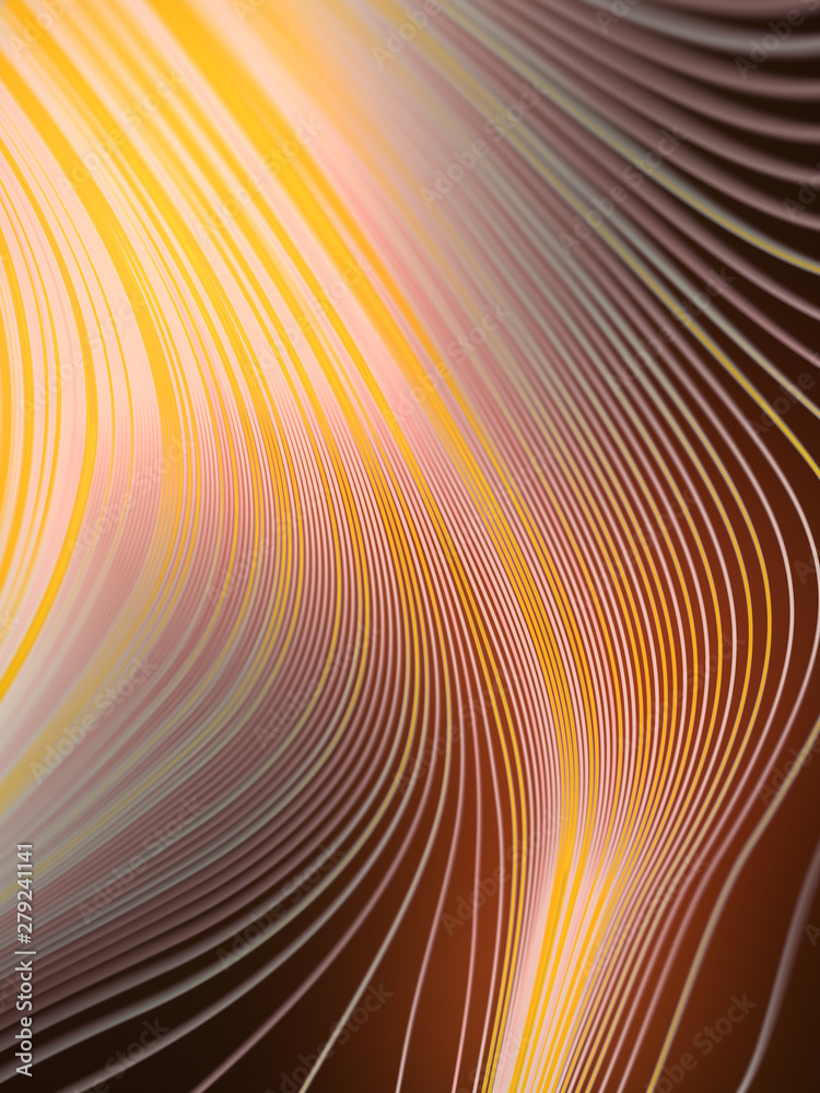 Poster Wave band geometric pattern. Modern style abstraction with composition made of various colored lines. 3d rendering
