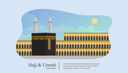 Hajj and umrah Illustration design for Landing page templates, Book Illustration, Banners, Card Invitation, Poster and Social media