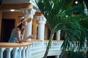young woman in restaurant