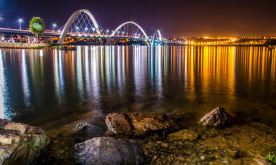 BRASILIA, BRAZIL -25 MAY  , 2014 ;Night view of  JK Bridge in Brasilia on May 25, 2014.