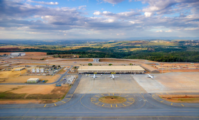 Aerial view of  Tancredo Neves International Airport in Belo Horizonte , Brazil .