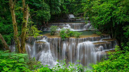 Beautiful Waterfall in Kanchanaburi Thailand 