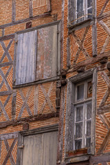 Typical timber-framed (columbage) of Agen historic buildings architecture