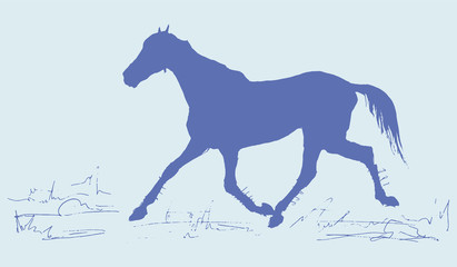 isolated colored horse silhouette, on colored background 
