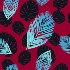 Seamless vector tropical pattern.  Exotic vector beach wallpaper seamless pattern.