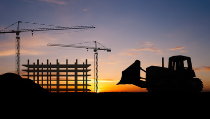 Big bulldozer at beautiful sunset  - 279251550