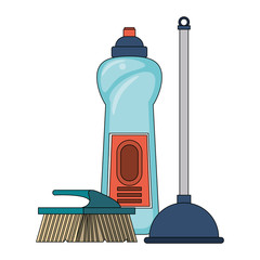 Set of cleaning equipment and products