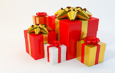 Gift box on white background illustration 3d rendering, Christmas, New Year