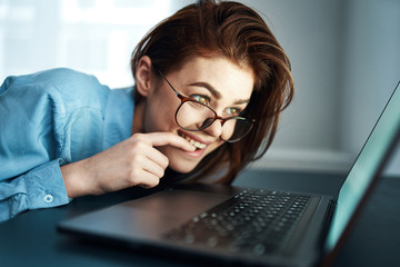 business woman working on laptop