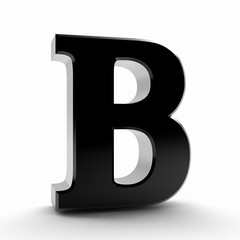 B alphabet black color word on white background illustration 3D rendering