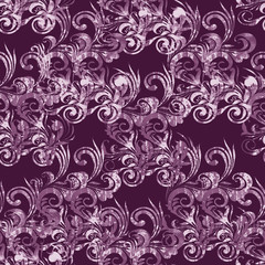 abstract floral ornaments with white and violet texture on a dark violet background
