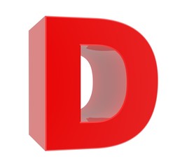 3d red letter D collection on white background