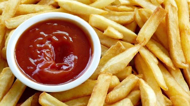 4K Closeup French fries background