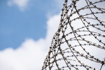 Barbed wire on country border