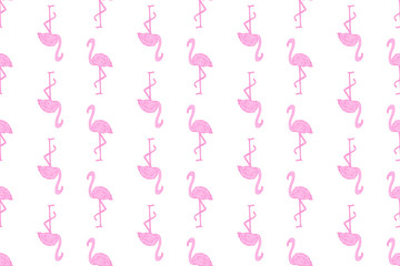 Seamless wallpaper with flamingos. Hand drawn cartoon birds. Print for polygraphy, shirts and textiles. Abstract texture. Pattern for design
