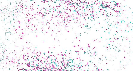 Colorful confetti on isolated white background. Abstract texture from glitters. Image for polygraphy, posters or banners. Doodle for design