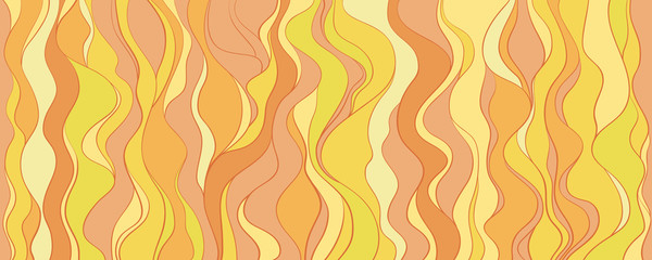 Seamless multicolored wallpaper on horizontally surface. Colorful wavy background. Hand drawn waves. Stripe texture with many lines. Waved pattern. Colored illustration for banners, flyers or posters