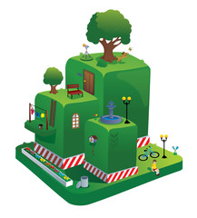 house magical green grass building