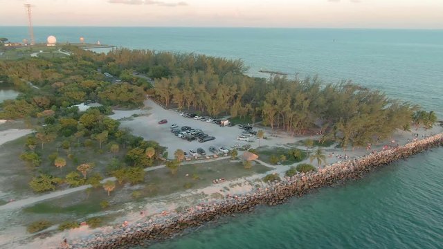 Aerial: over Fort Zachary Taylor State Park in Key West, Florida, USA
