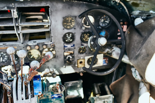 cockpit of an old aircraft
