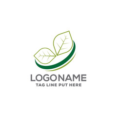 Green leaf logo design for use outdoor solution