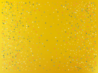 Yellow color background. Stars confetti. 