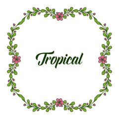 Elegant green leafy floral frame for banner tropical. Vector