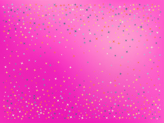 Pink color background. Stars confetti. 