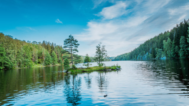 N&oslash;klevann, noklevann, jezioro, oslo, norwegia, norge, norway, drzewo, woda, starorzecze, ostmarka, &Oslash;stmarka, skandynawia, scandinavia	