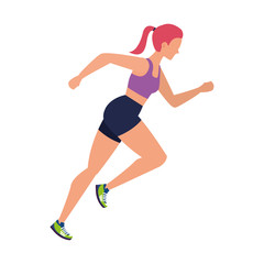 Fototapeta na wymiar young athletic woman running character
