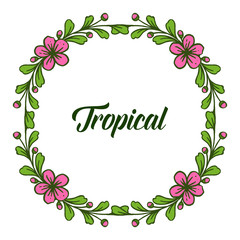 Pattern of leaf floral frame for poster tropical, place for your text. Vector