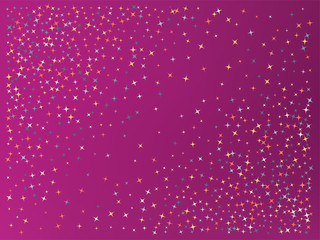 Magenta color background. Stars confetti. 