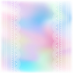 Blurred pastel background with decorative pattern in ethnic oriental style on for greeting card, invitation or announcement