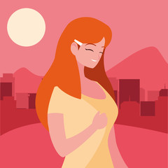 woman character portrait city urban background