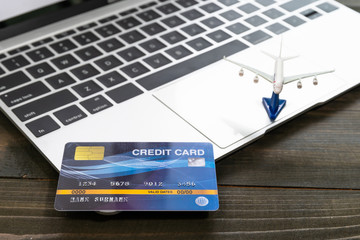 Credit card on a computer keyboard