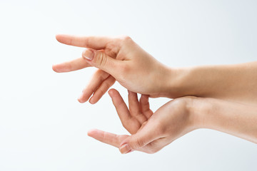 female hands isolated on white background