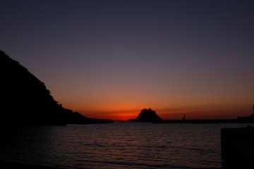 堂が島仁科漁港の夕陽