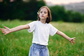 happy young woman in the park