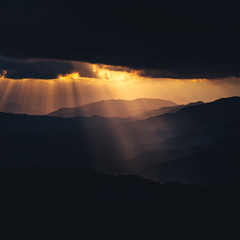 Beautiful sky in the evening and golden clouds