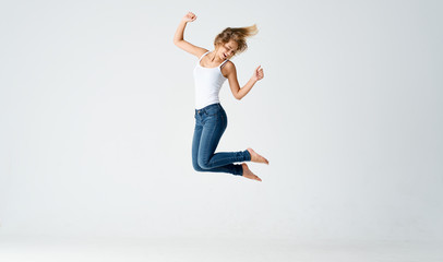 Fototapeta premium young man jumping in the air