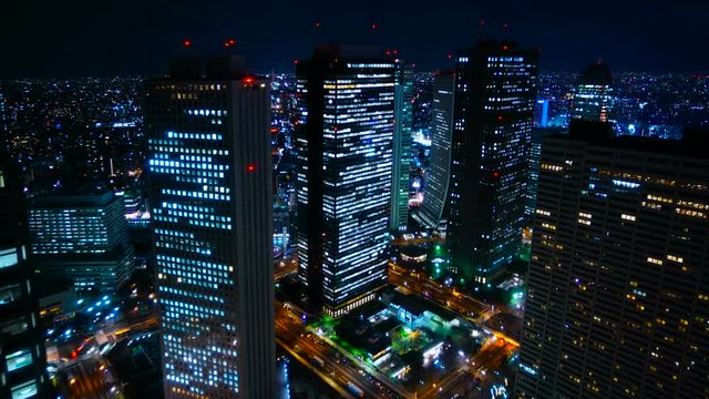 東京夜景　タイムラプス　大都会摩天楼のビル群を見下ろす