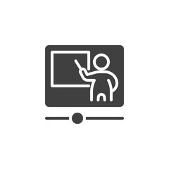 Online training vector icon. filled flat sign for mobile concept and web design. Distance learning glyph icon. e learning symbol, logo illustration. Vector graphics