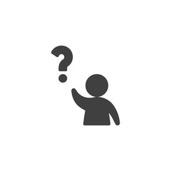 Man and Question Mark vector icon. filled flat sign for mobile concept and web design.User help glyph icon. Symbol, logo illustration. Vector graphics